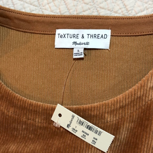 Madewell velour corduroy top, bell sleeves size L - Picture 6 of 10